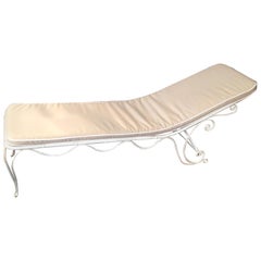 1960s Italian Outdoor White Iron Daybed and Beige Waterproof Cover