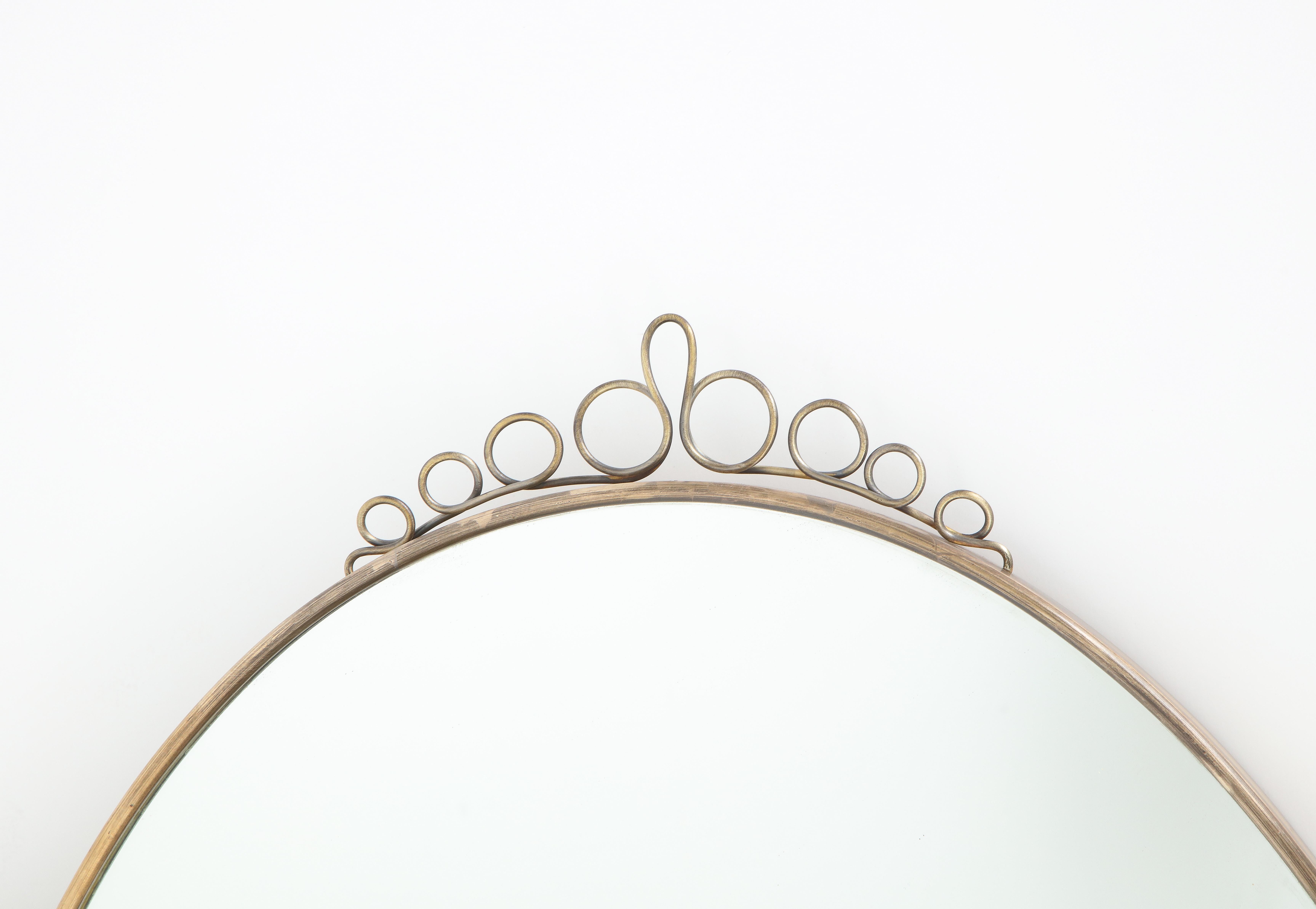 Mid-Century Modern 1960s Italian Oval Brass Wall Mirror