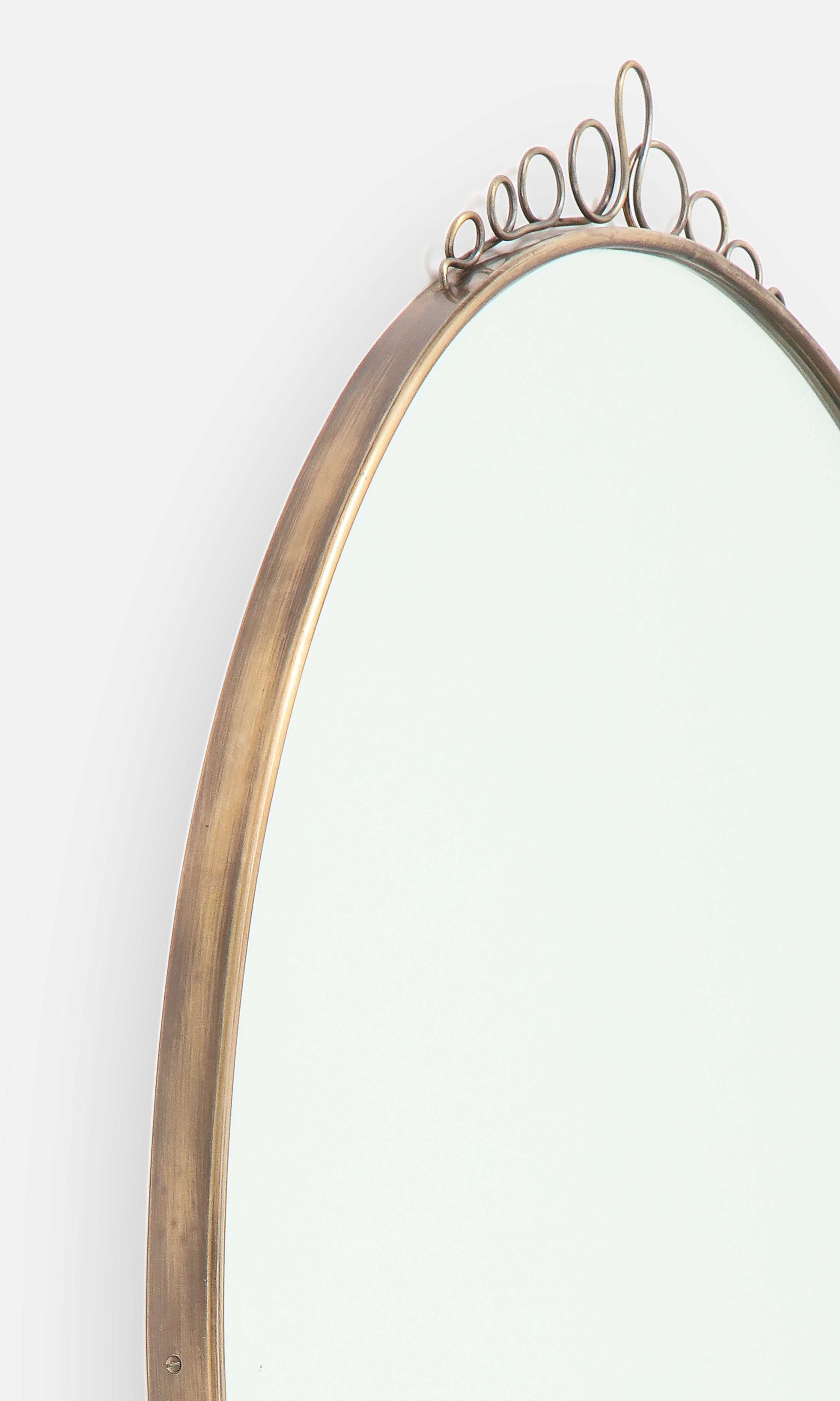 1960s Italian Oval Brass Wall Mirror 1