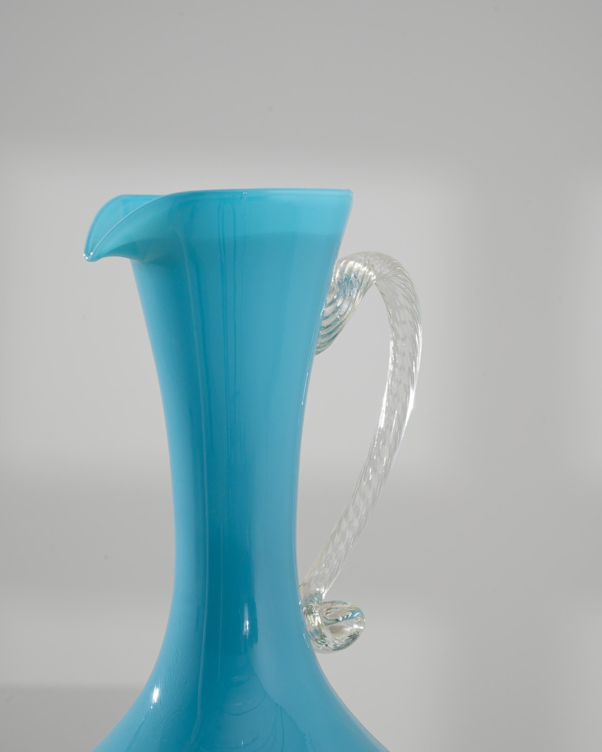 1960er Jahre Italienisch Panorama Blau Glas Krug (Geblasenes Glas) im Angebot