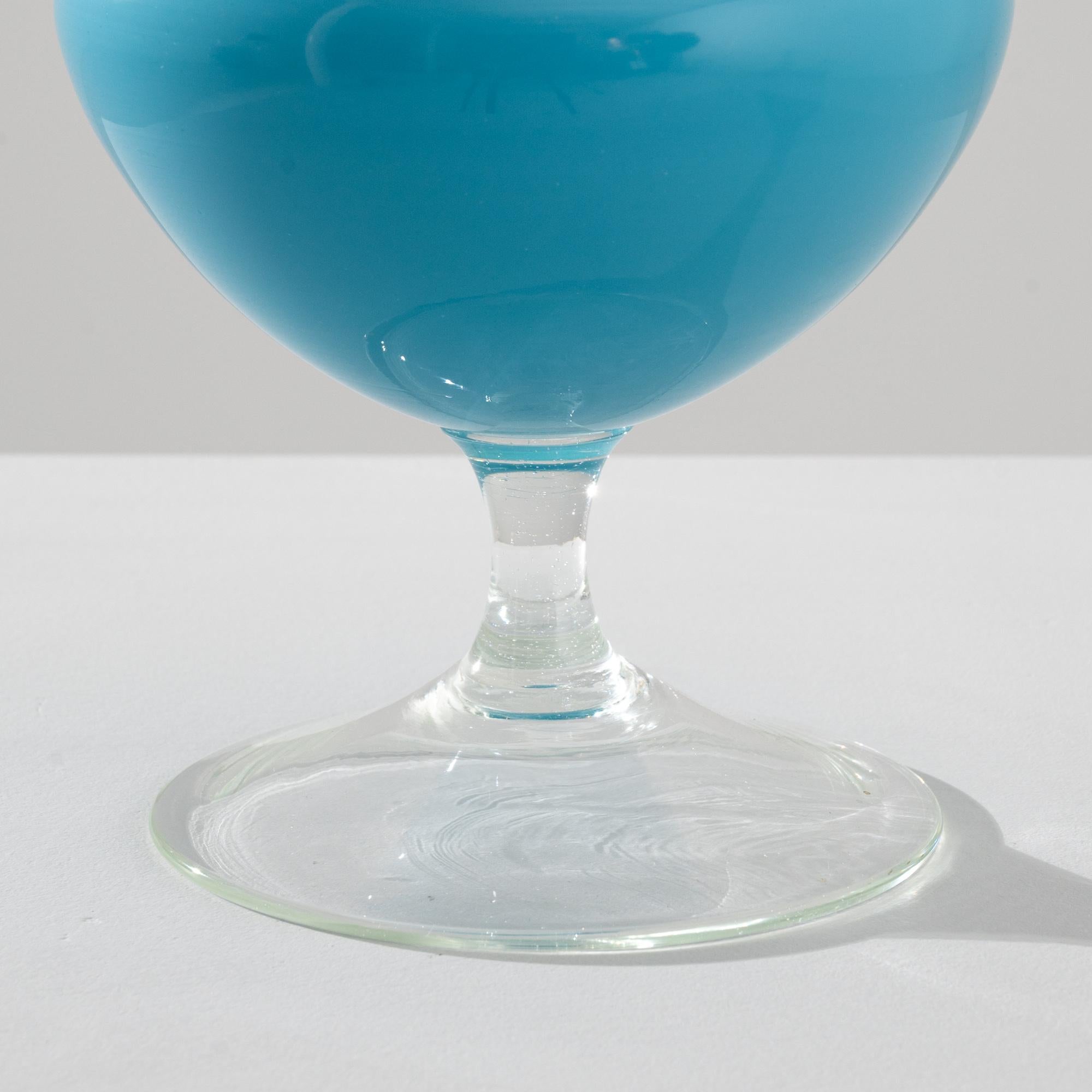 1960er Jahre Italienisch Panorama Blau Glas Krug im Angebot 1
