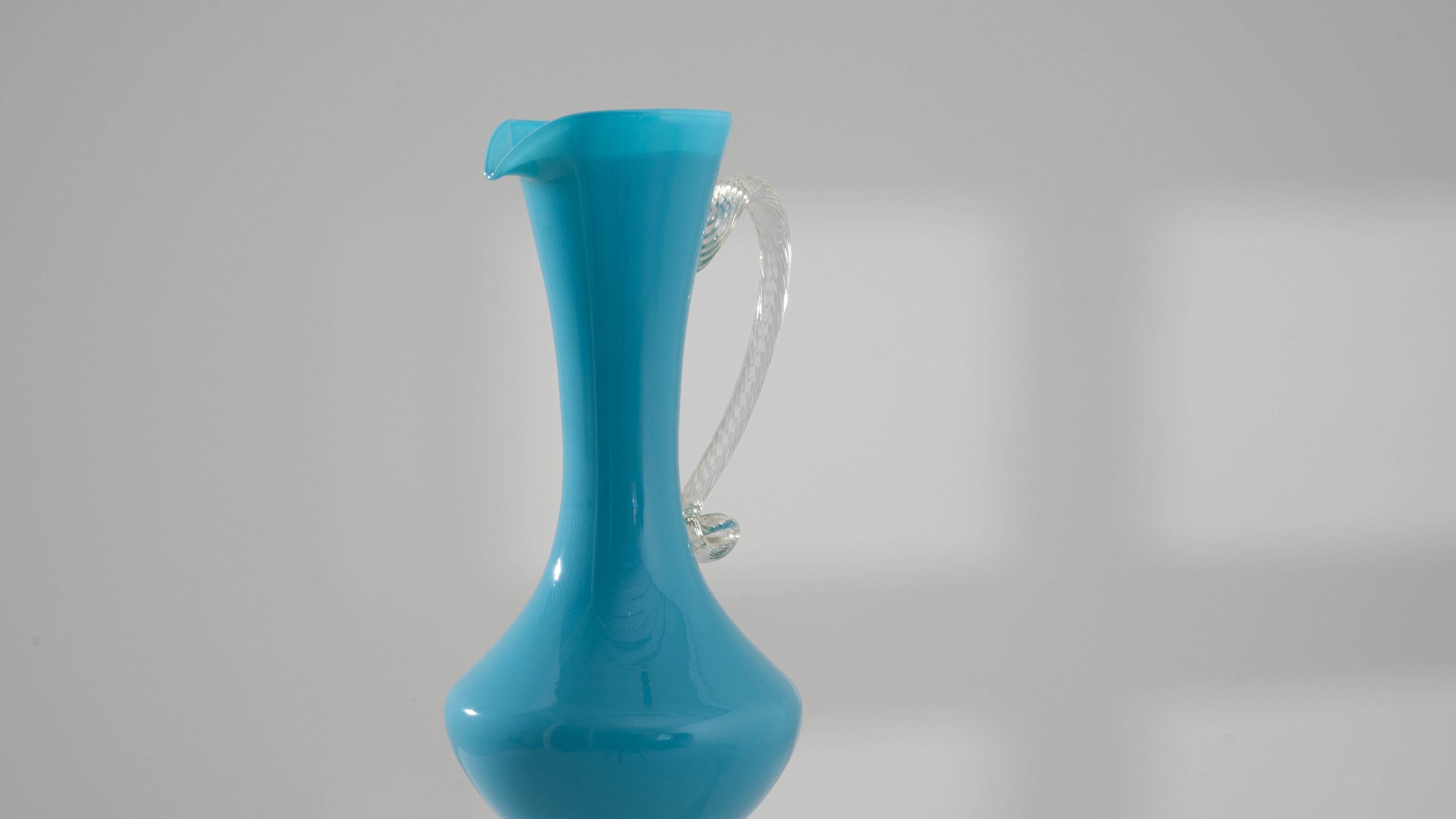 1960er Jahre Italienisch Panorama Blau Glas Krug im Angebot 2