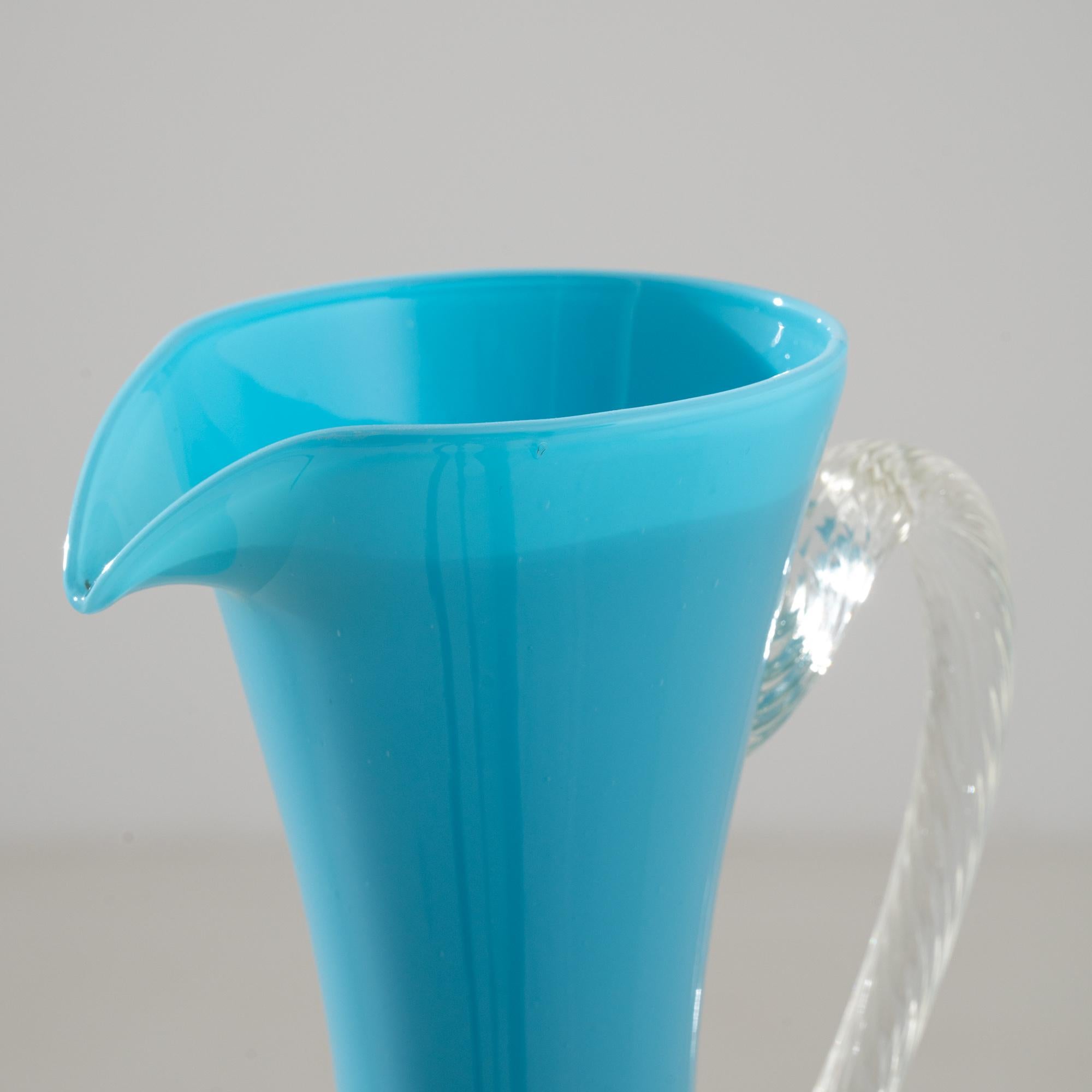 1960er Jahre Italienisch Panorama Blau Glas Krug im Angebot 3