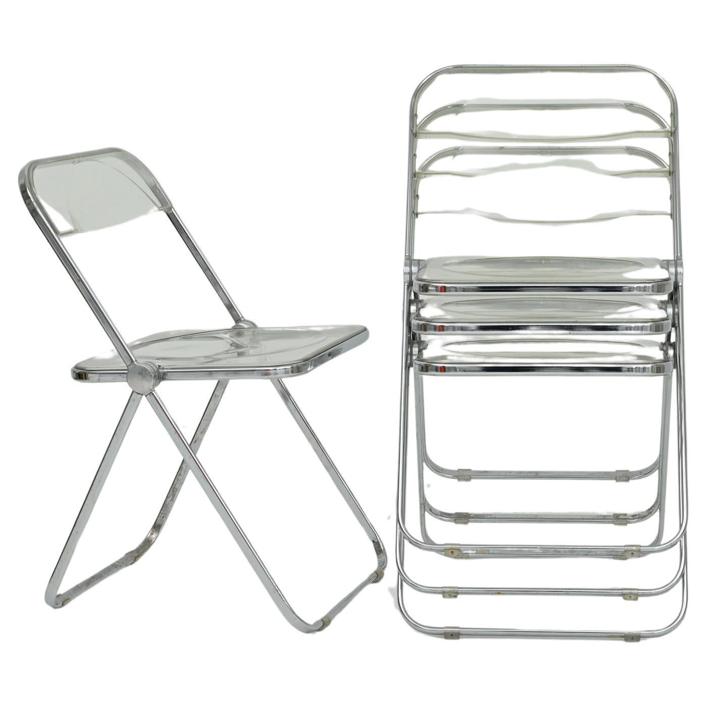 1960s Italian “Plia” Clear Lucite Folding Chair by Giancarlo Piretti for Anonima