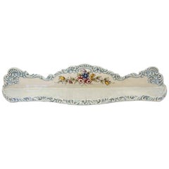 1960s Italian Porcelain Wall Shelf with Floral Details and Crackled Glaze