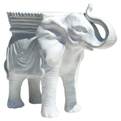 Vintage 1960s Italian Pottery Big White Ceramic Elephant