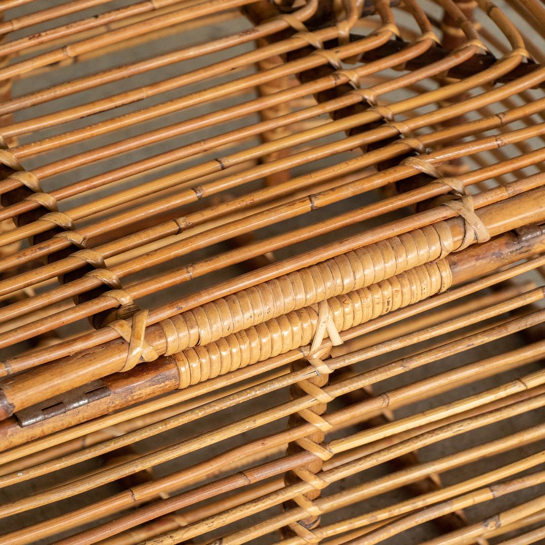 1960's Italian Rattan Basket with Hinged Lid 4