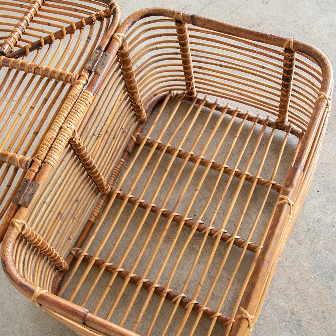 1960's Italian Rattan Basket with Hinged Lid 5