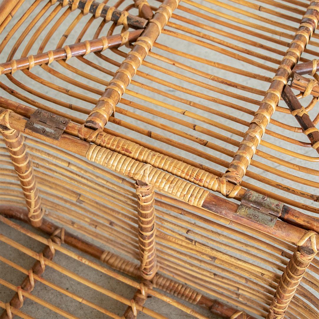 1960's Italian Rattan Basket with Hinged Lid 6