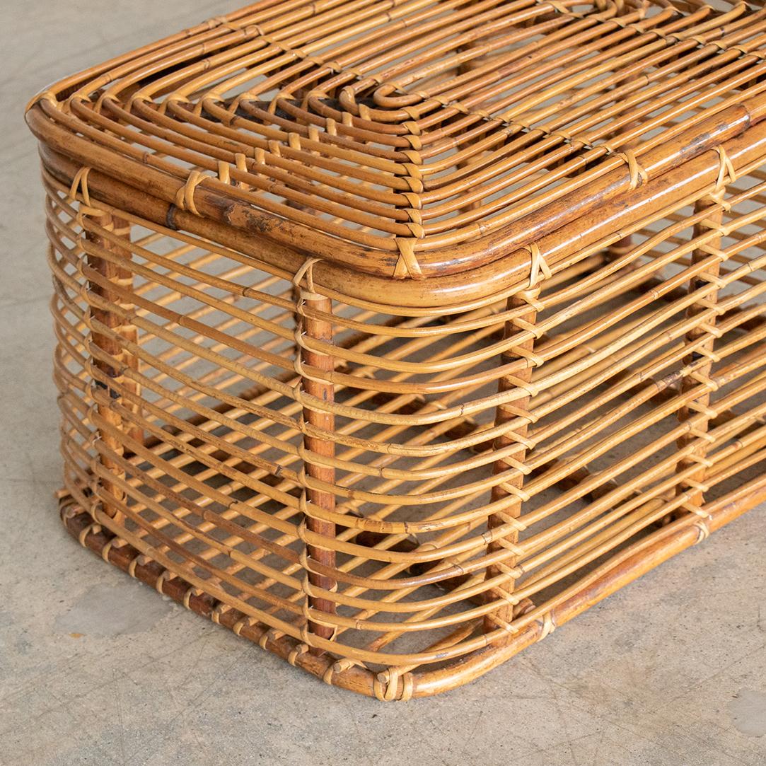 1960's Italian Rattan Basket with Hinged Lid 2