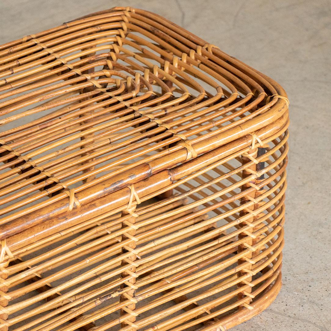 1960's Italian Rattan Basket with Hinged Lid 3