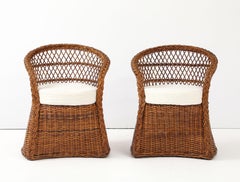 Sedie da salotto in rattan italiano degli anni '60