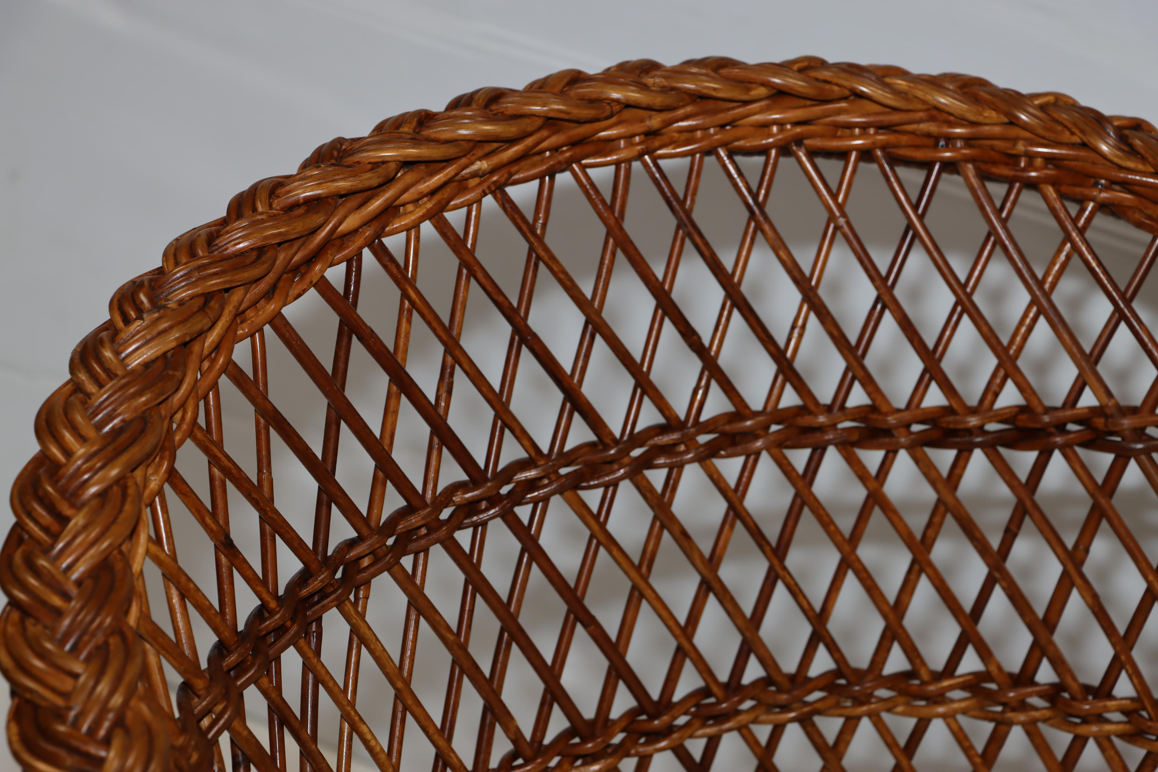 1960's Italian Rattan Lounge Chairs For Sale 14