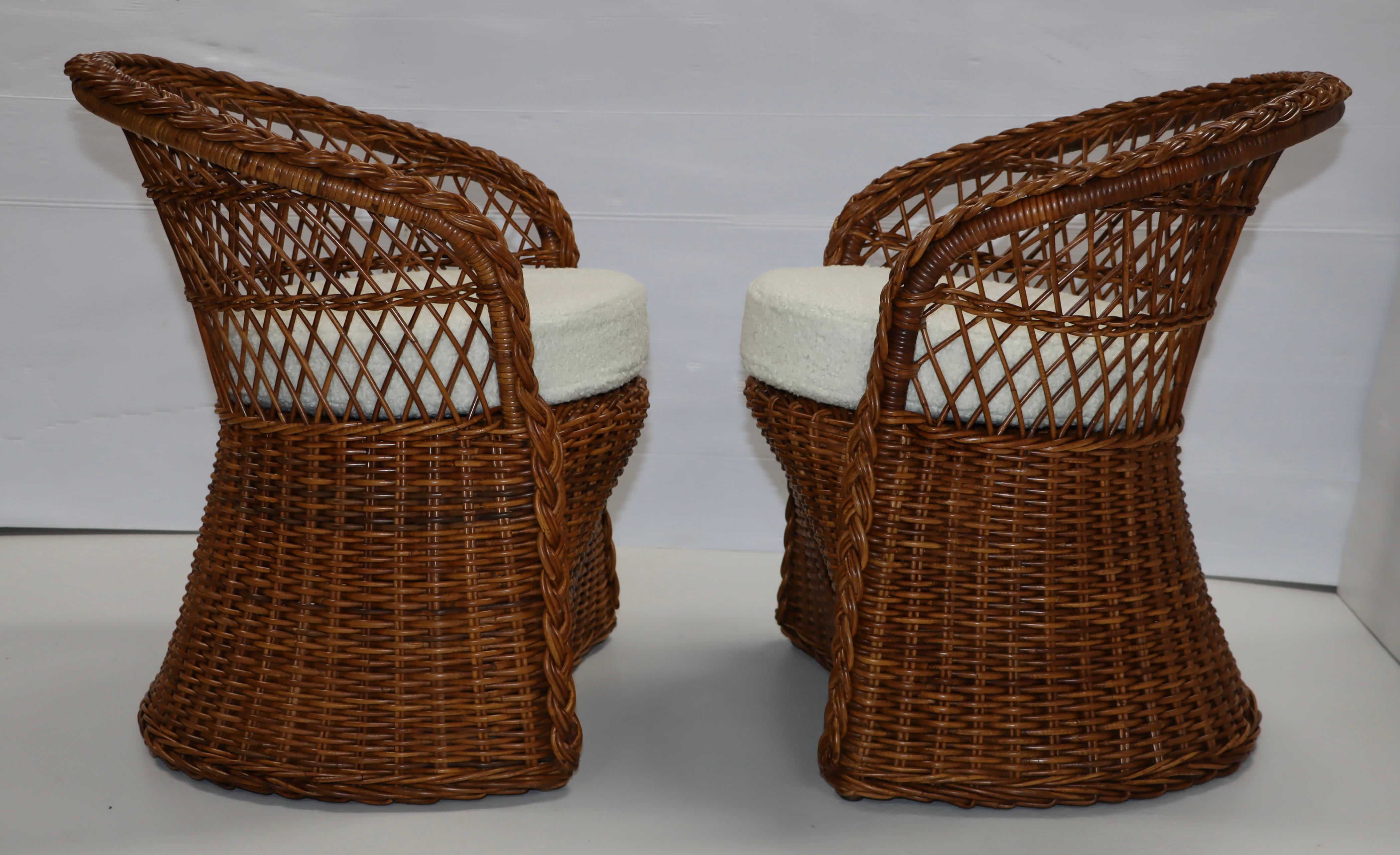 Mid-Century Modern 1960's Italian Rattan Lounge Chairs For Sale