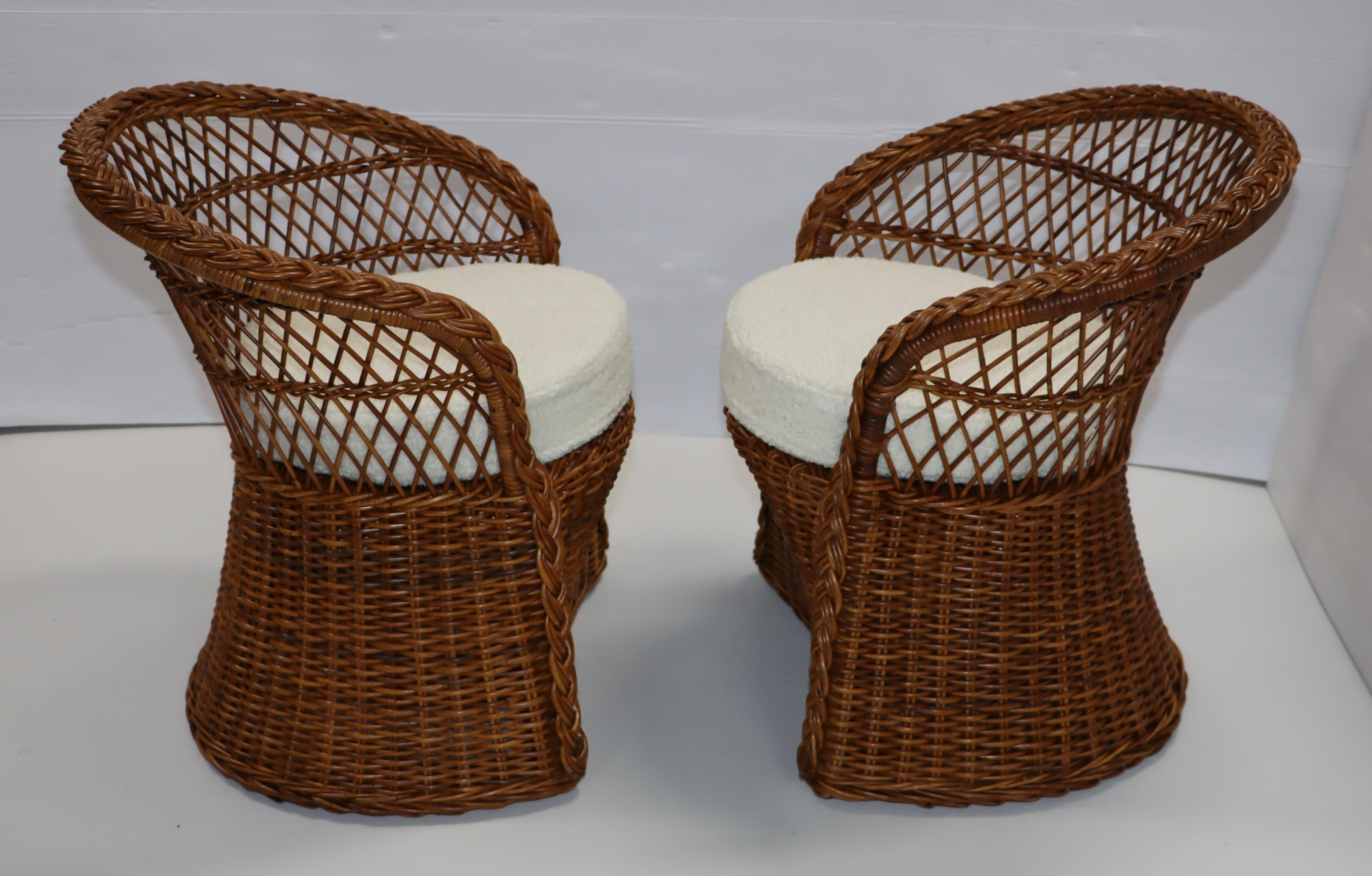 Mid-20th Century 1960's Italian Rattan Lounge Chairs For Sale