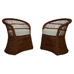 Retro 1960's Italian Rattan Lounge Chairs