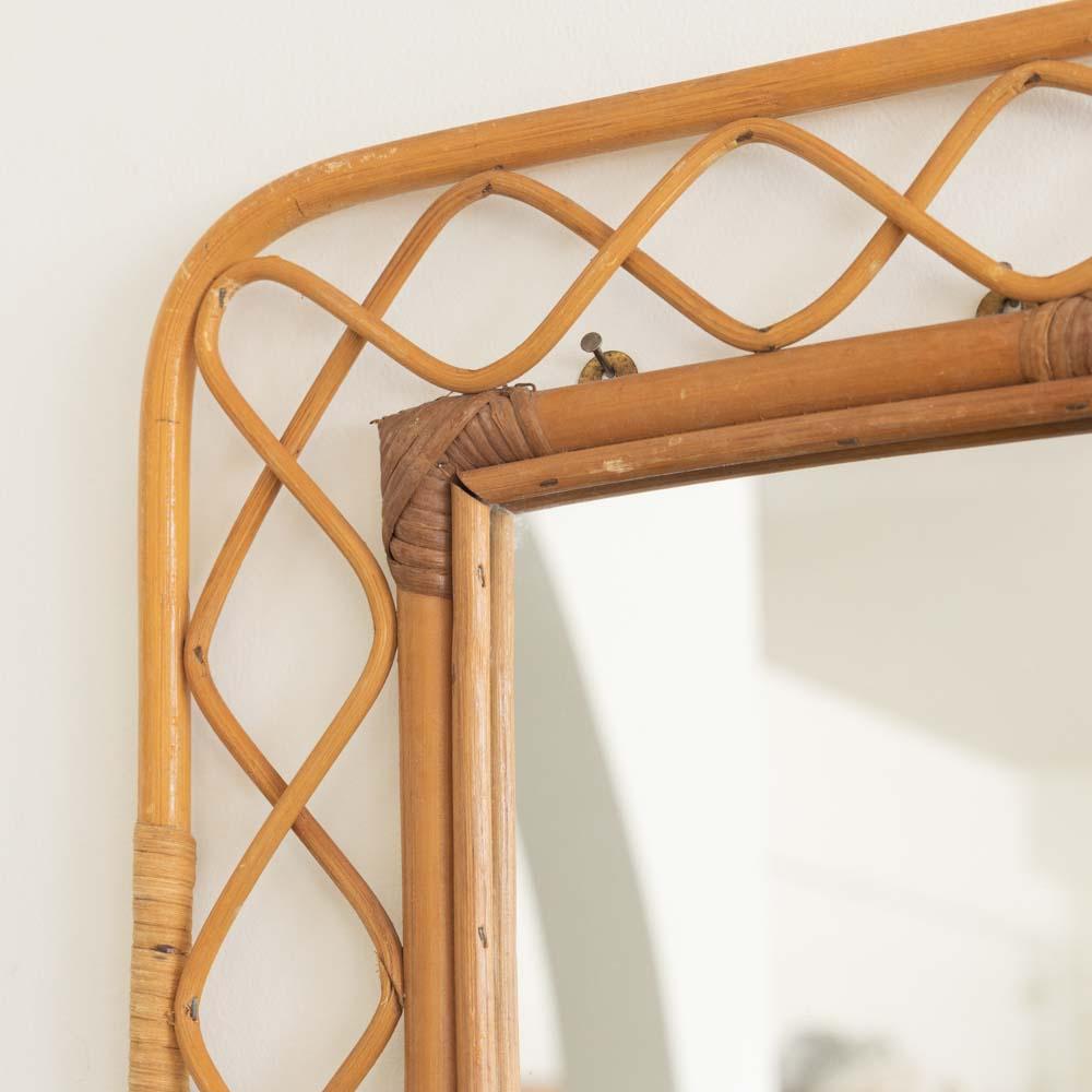 1960s Italian Rattan Mirror For Sale 2
