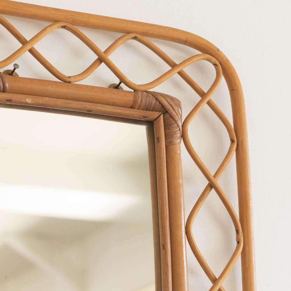 1960s Italian Rattan Mirror For Sale 3