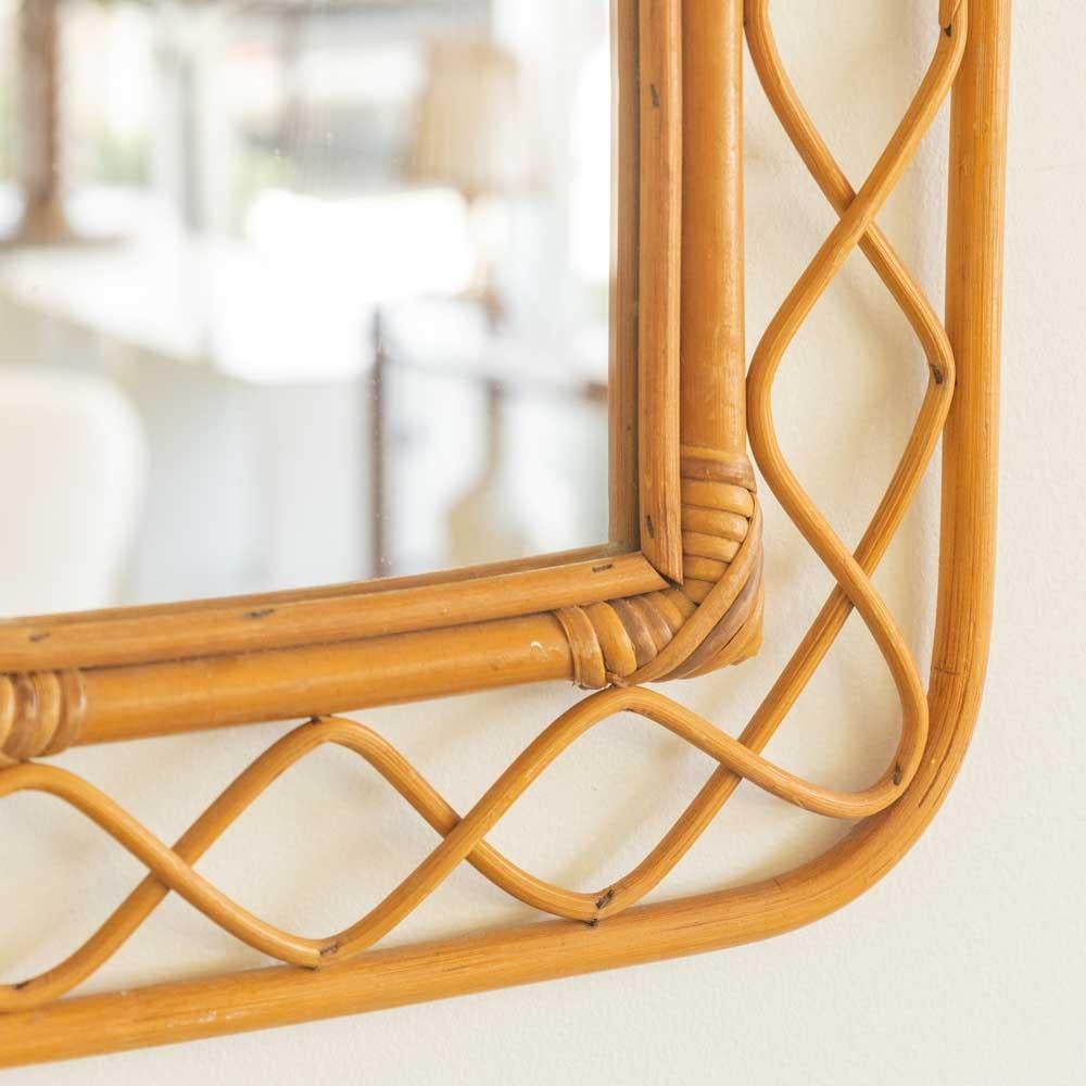Miroir en rotin italien des années 1960 en vente 3