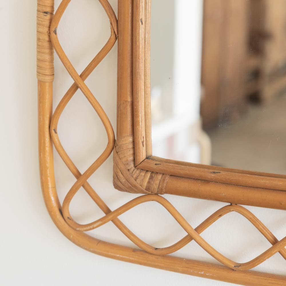 1960s Italian Rattan Mirror For Sale 5