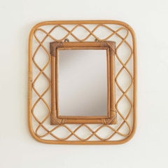 Specchio in rattan italiano del 1960