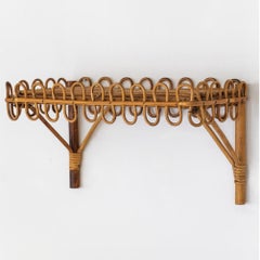 Italienische Rattan-Wandkonsole aus den 1960er Jahren