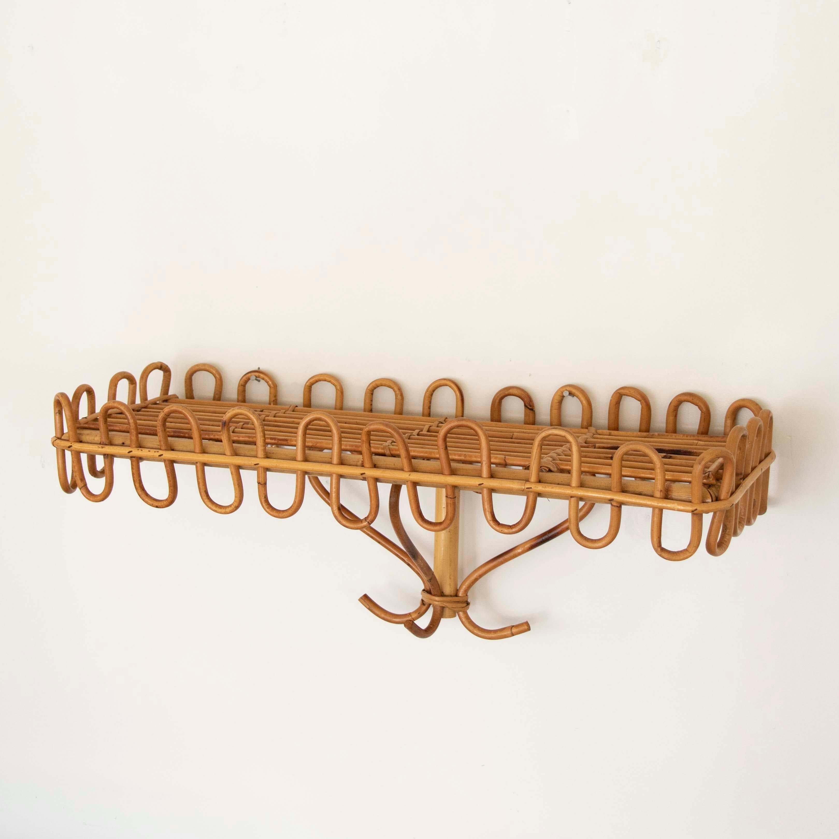 XX secolo Console da parete in rattan italiano degli anni '60 in vendita