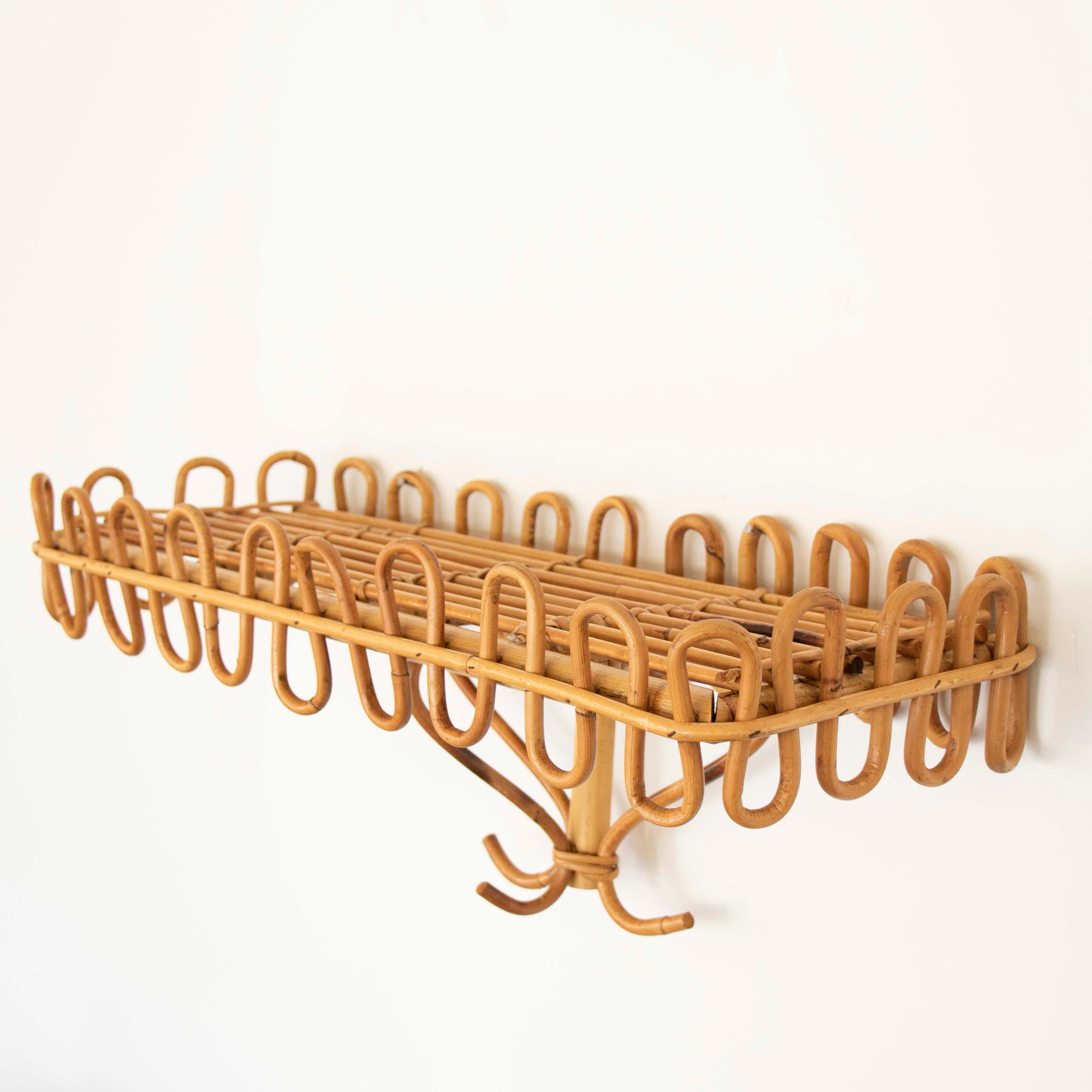 Rattan Console da parete in rattan italiano degli anni '60 in vendita