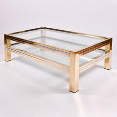 1960s Italian Rectangular Brass and Chrome Coffee Table