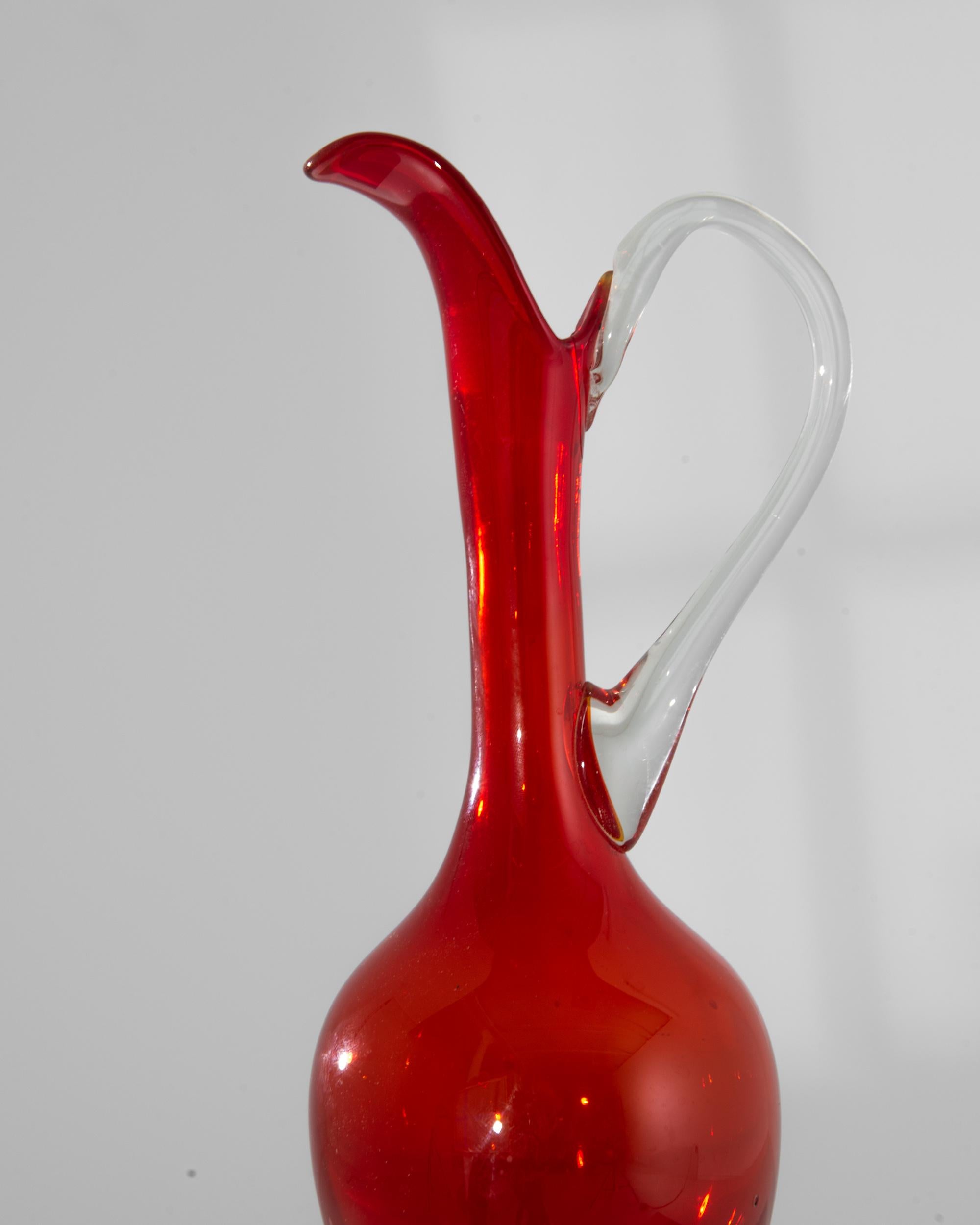 1960s Italian Red Glass Jug For Sale 4