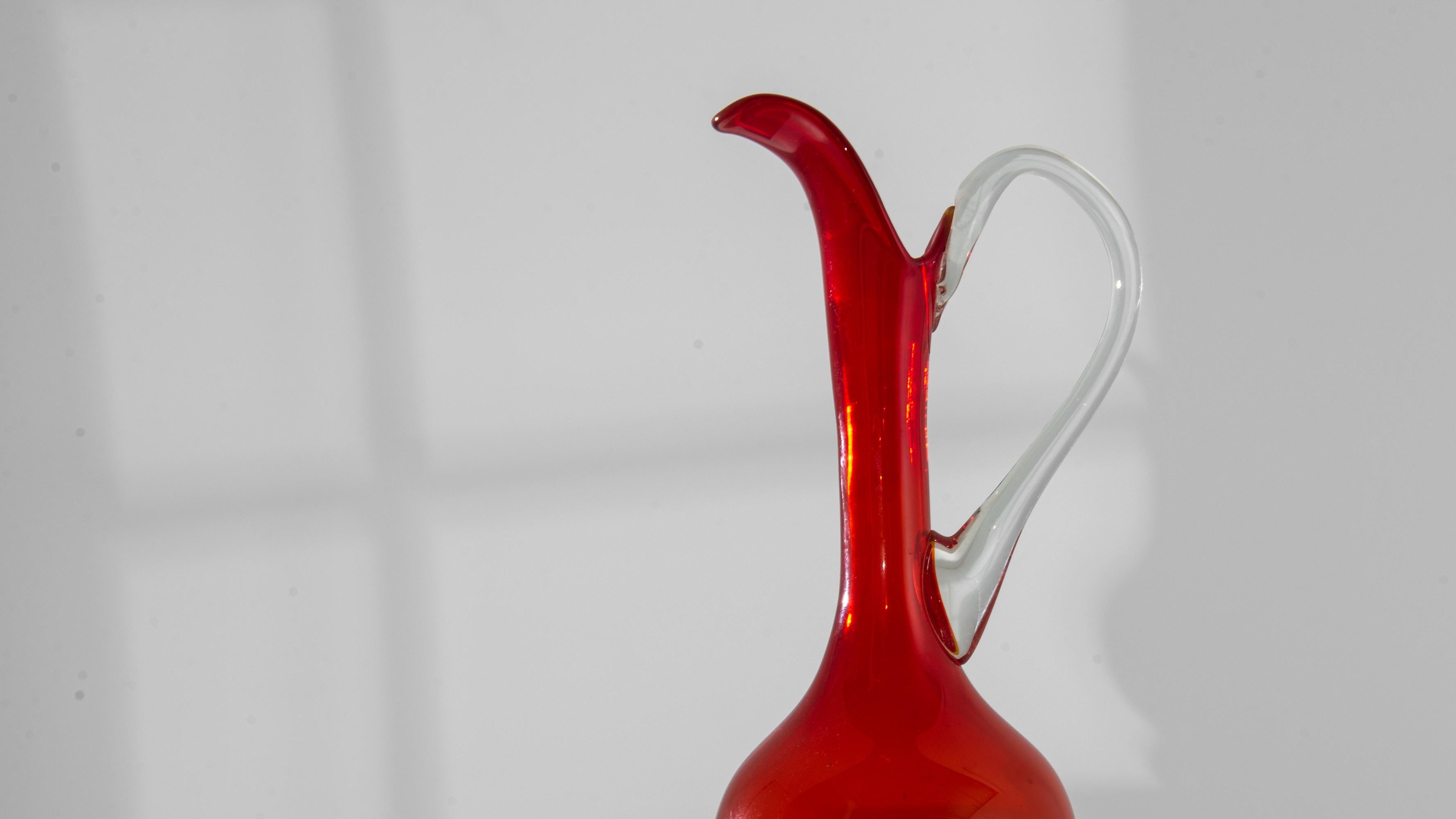 1960s Italian Red Glass Jug For Sale 5