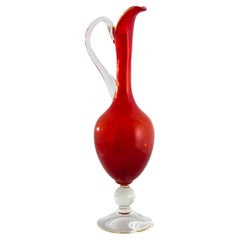 Retro 1960s Italian Red Glass Jug