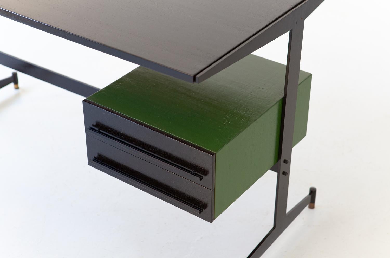 Mid-20th Century 1960s Italian Restyled Desk Table with Carlo Ratti Chair For Sale