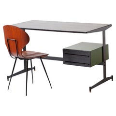 1960s Italian Restyled Desk Table with Carlo Ratti Chair