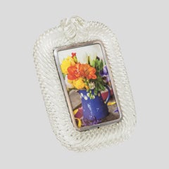 60s Italian Ritorto clear blown glass picture frame by Barovier and Toso Murano