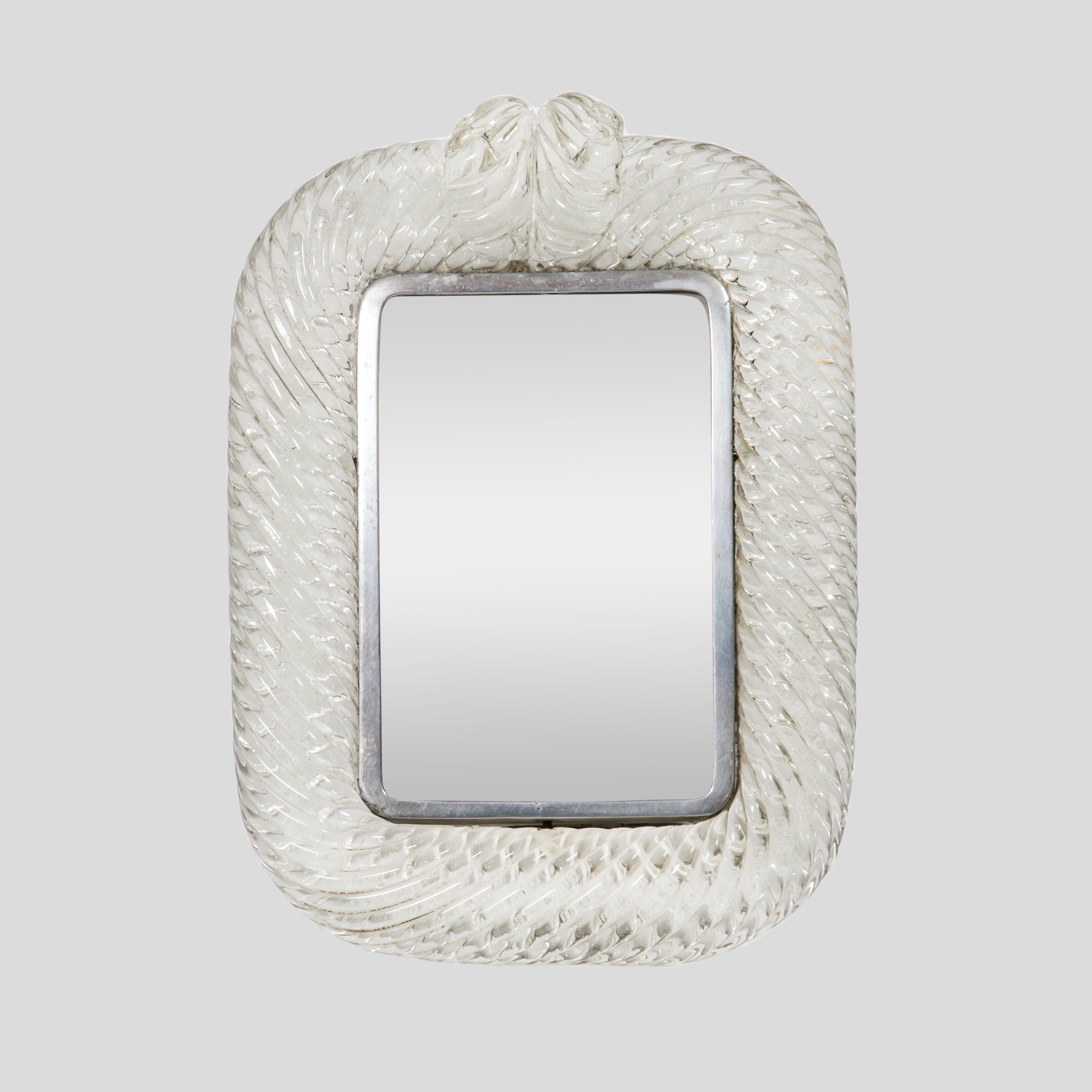 Marco de cristal soplado transparente Ritorto italiano de los años 60 de Barovier y Toso Murano en Bueno estado para la venta en London, GB