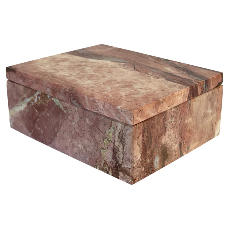 1960's Italian Rosa Pink Marble Jewelry Trinket Box