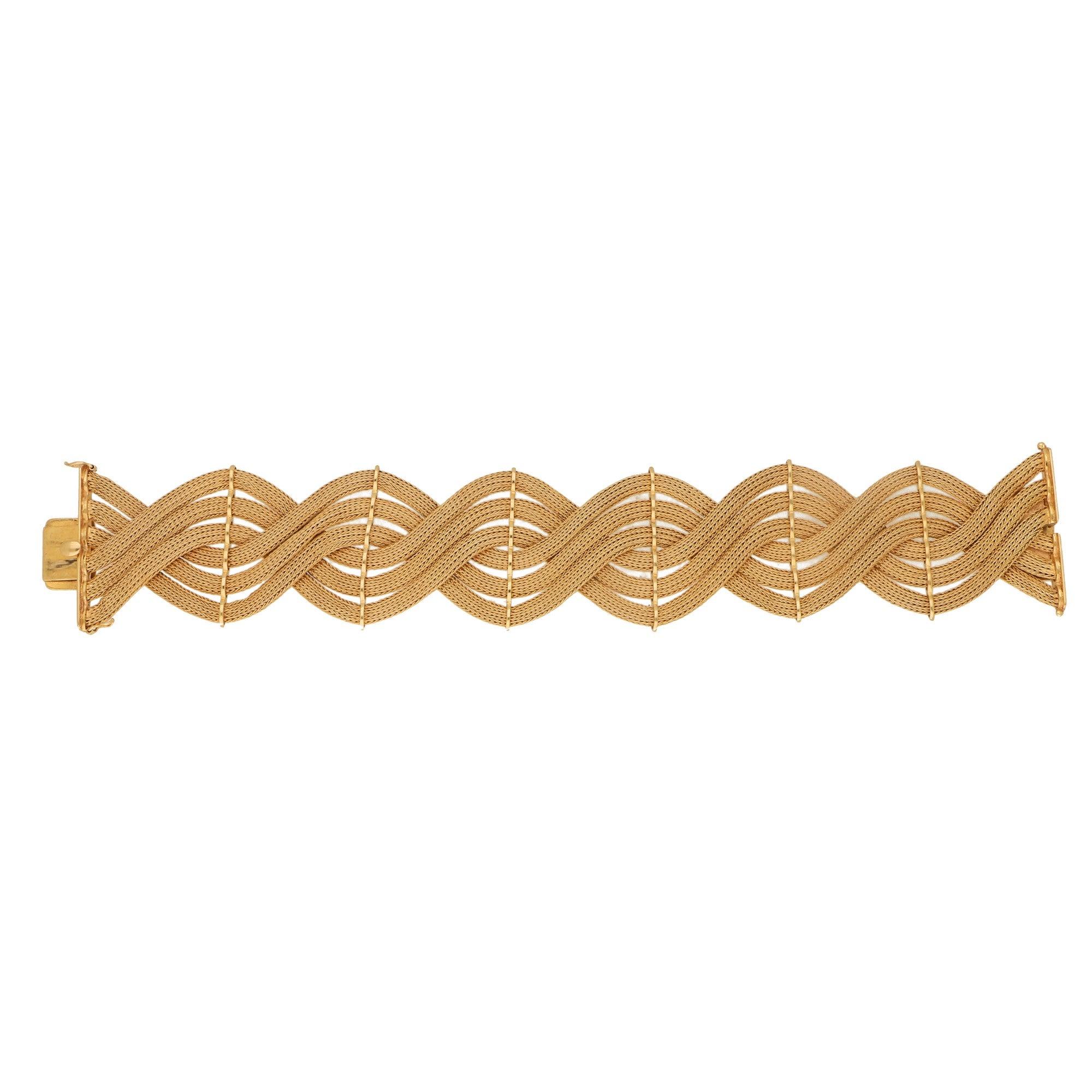 Contemporary 1960s Italian Rose Gold Braided Bracelet