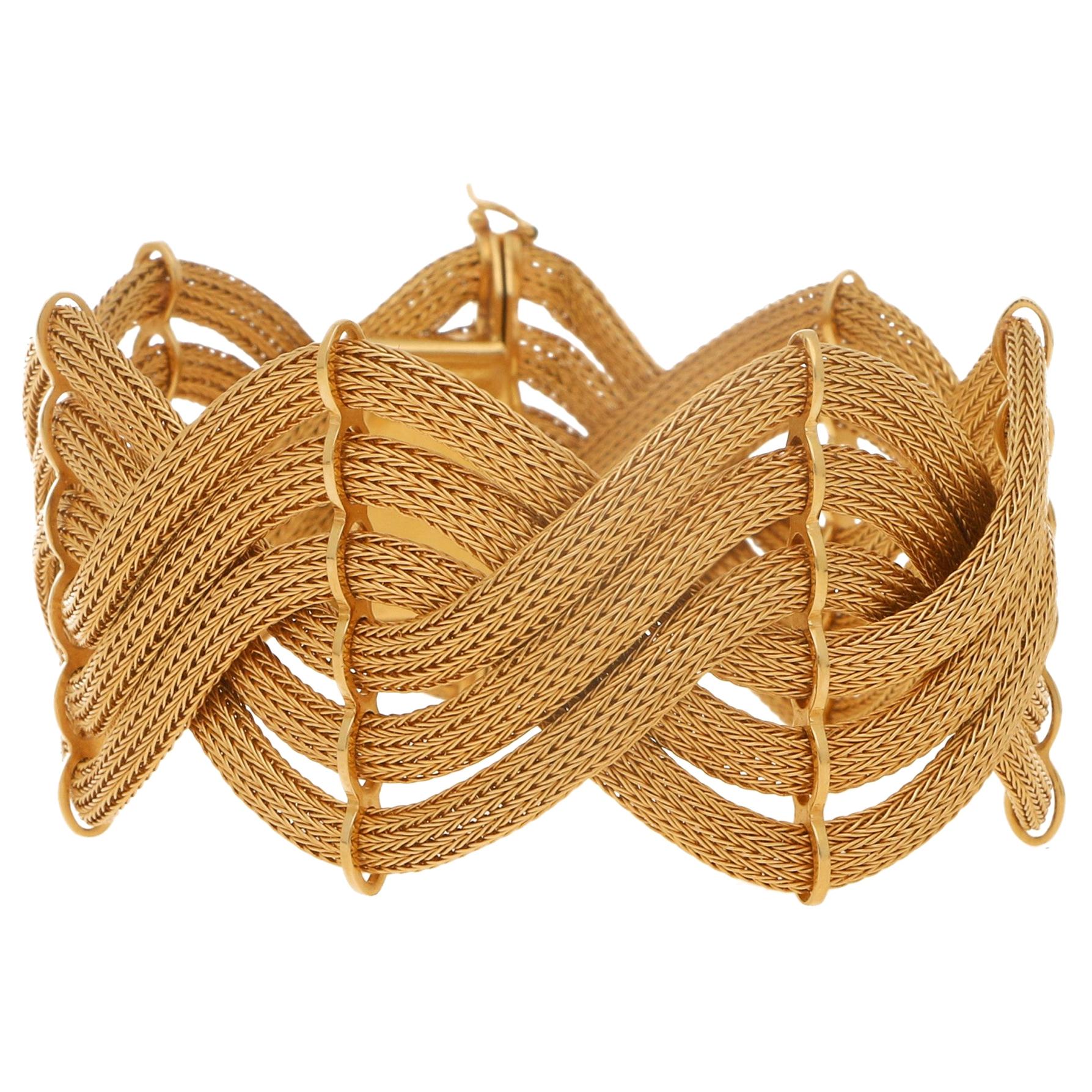 1960s Italian Rose Gold Braided Bracelet
