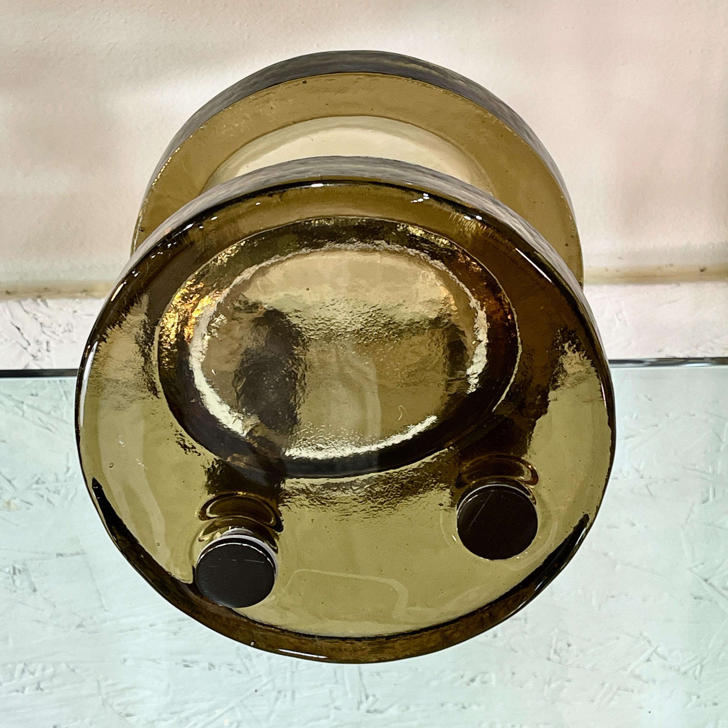 Mid-20th Century 1960's Italian Round Smoked Glass Double Door Pull