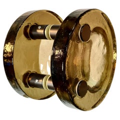 1960's Italian Round Smoked Glass Double Door Pull