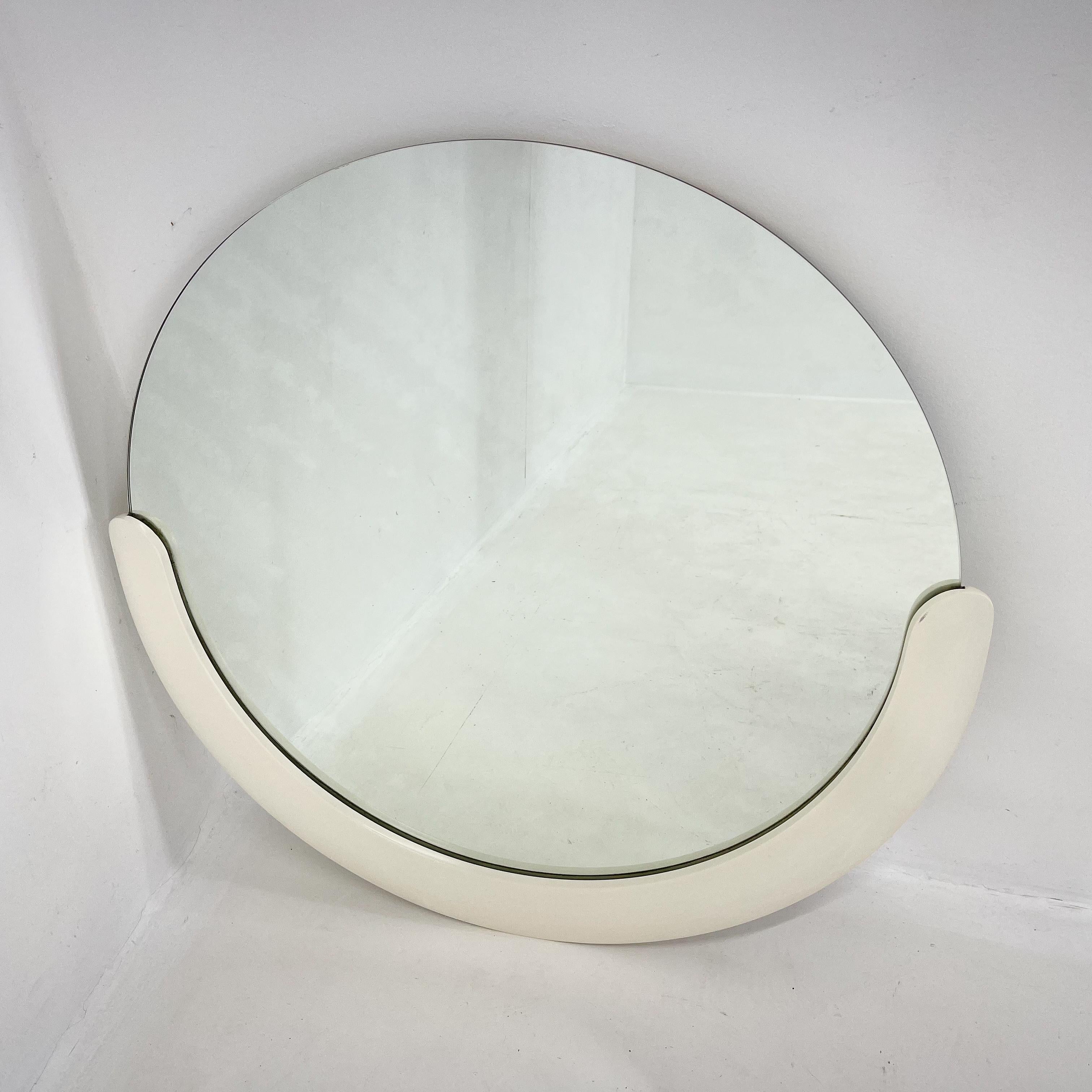 Lacquered 1960's Italian Round Wall Mirror For Sale