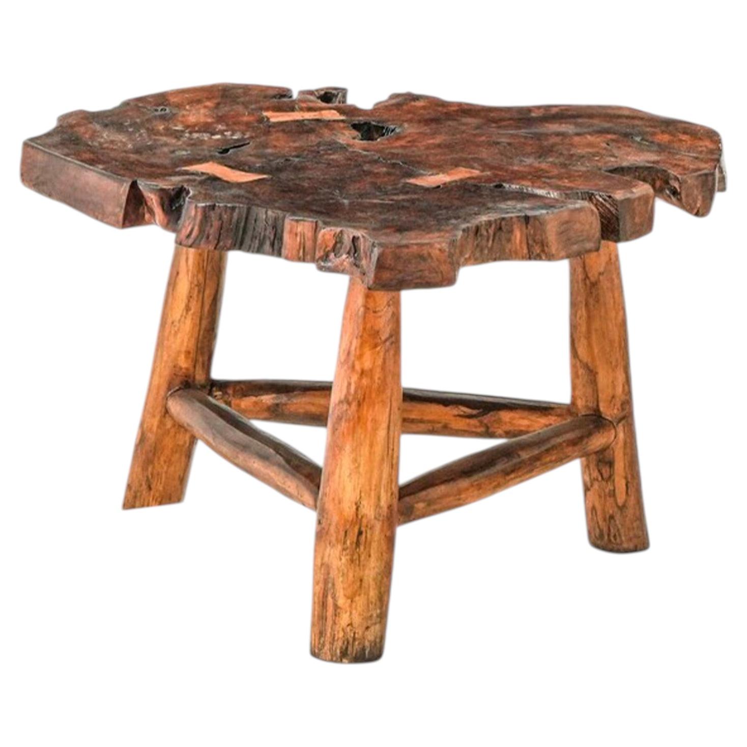 1960s Italian Rustic Fruitwood Low Table