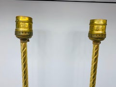 Italian Sarreid Giltwood and Brass Tassel Lamps, Pair, circa 1960s