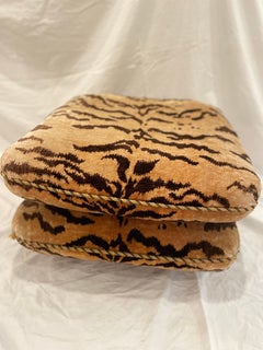 1960's Italian Scalamandré Le Tigre Stacked Cushion Ottoman