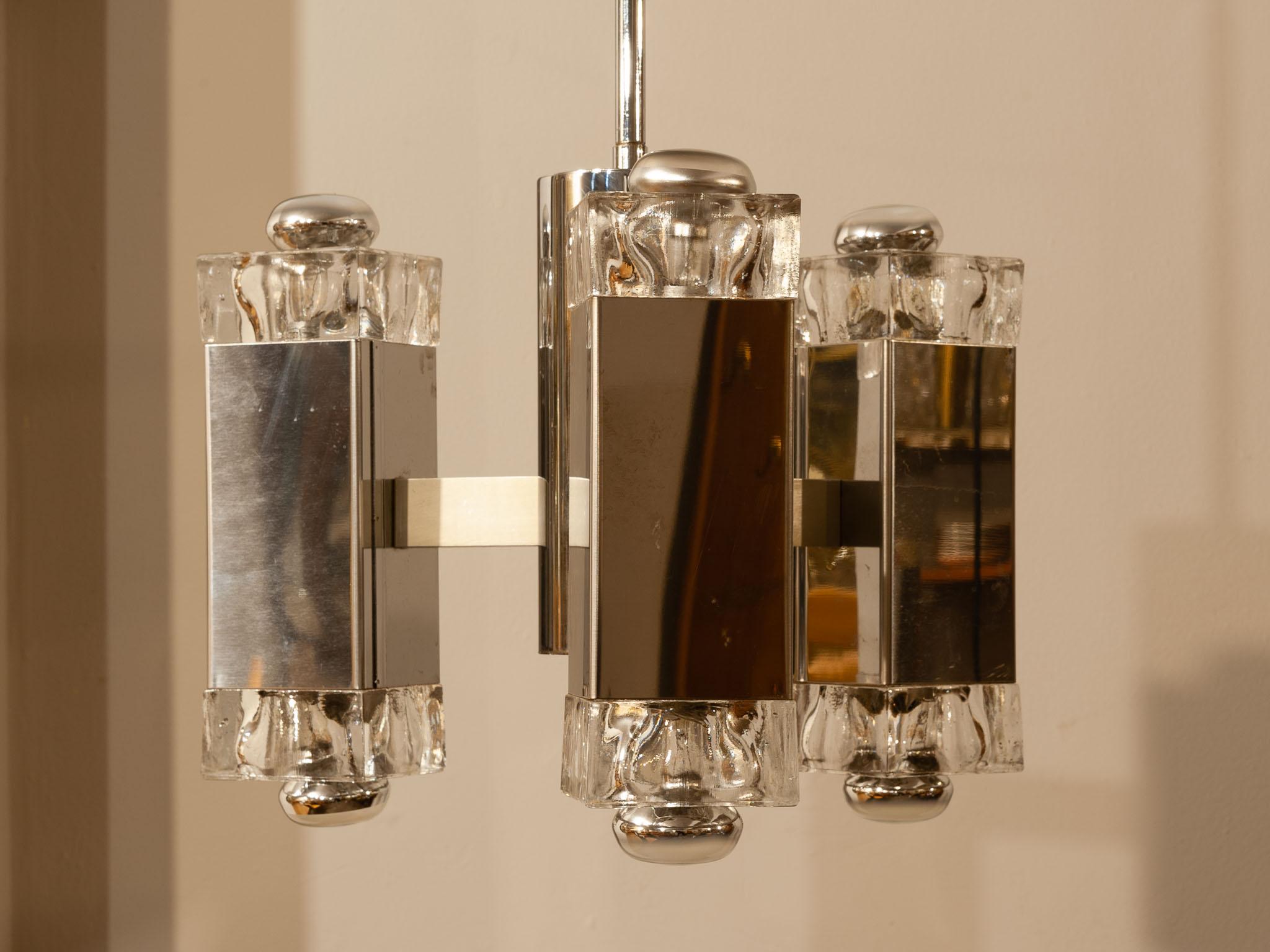 Mid-Century Modern 1960s Italian Sciolari Cubist Six-Bulb Pendant Hanging Light