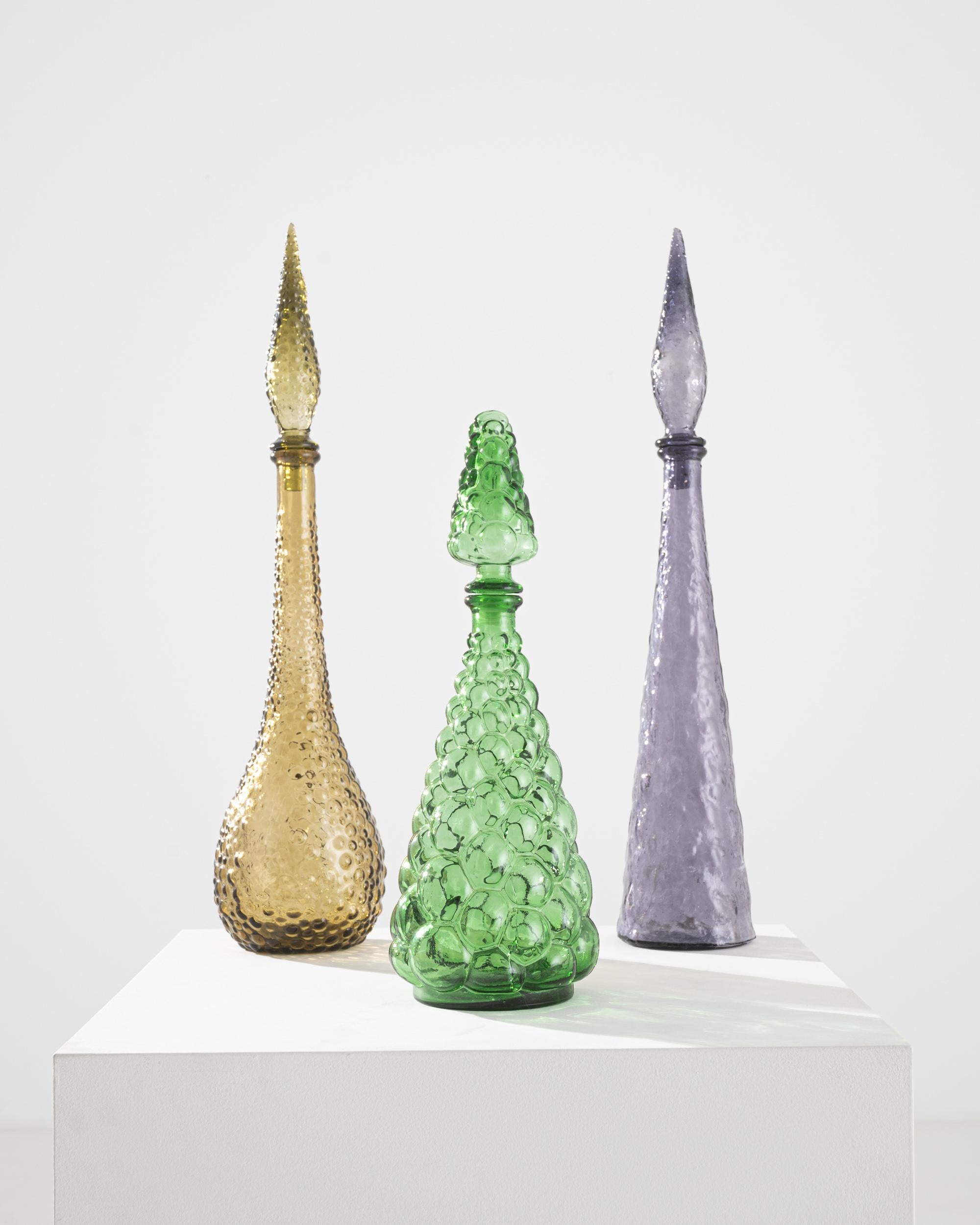 20th Century 1960s Italian Set of 3 Glass Bottles
