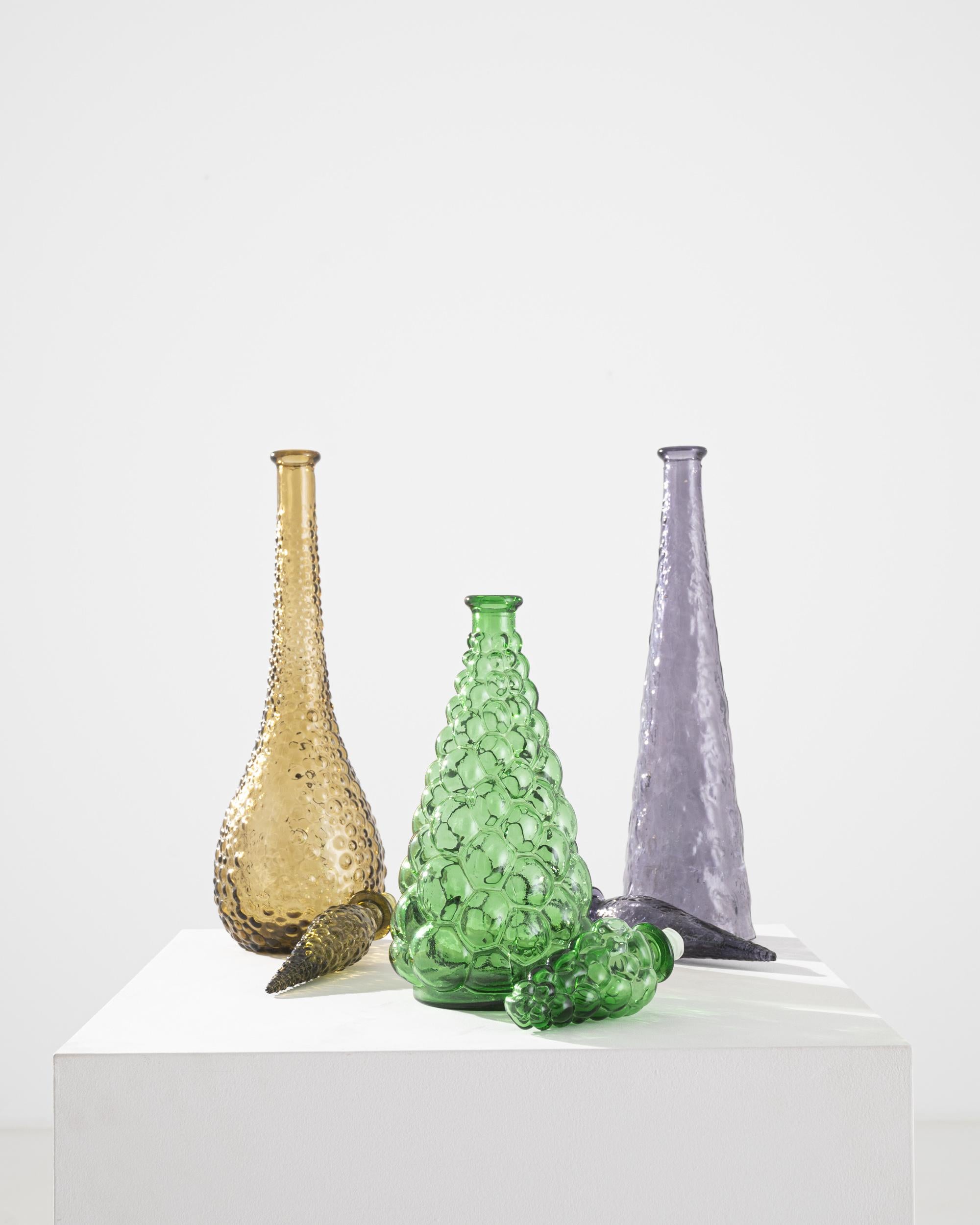 1960s Italian Set of 3 Glass Bottles 2