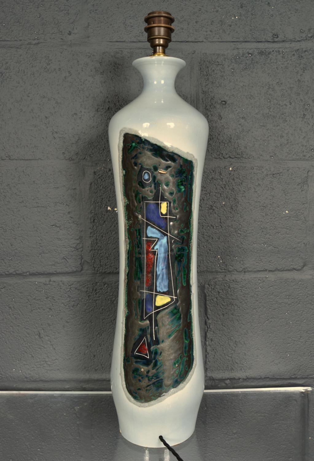 Italienische Sgraffito-Tischlampe aus Keramik, Augusto Giulianelli San Marino, 1960er Jahre im Angebot 3