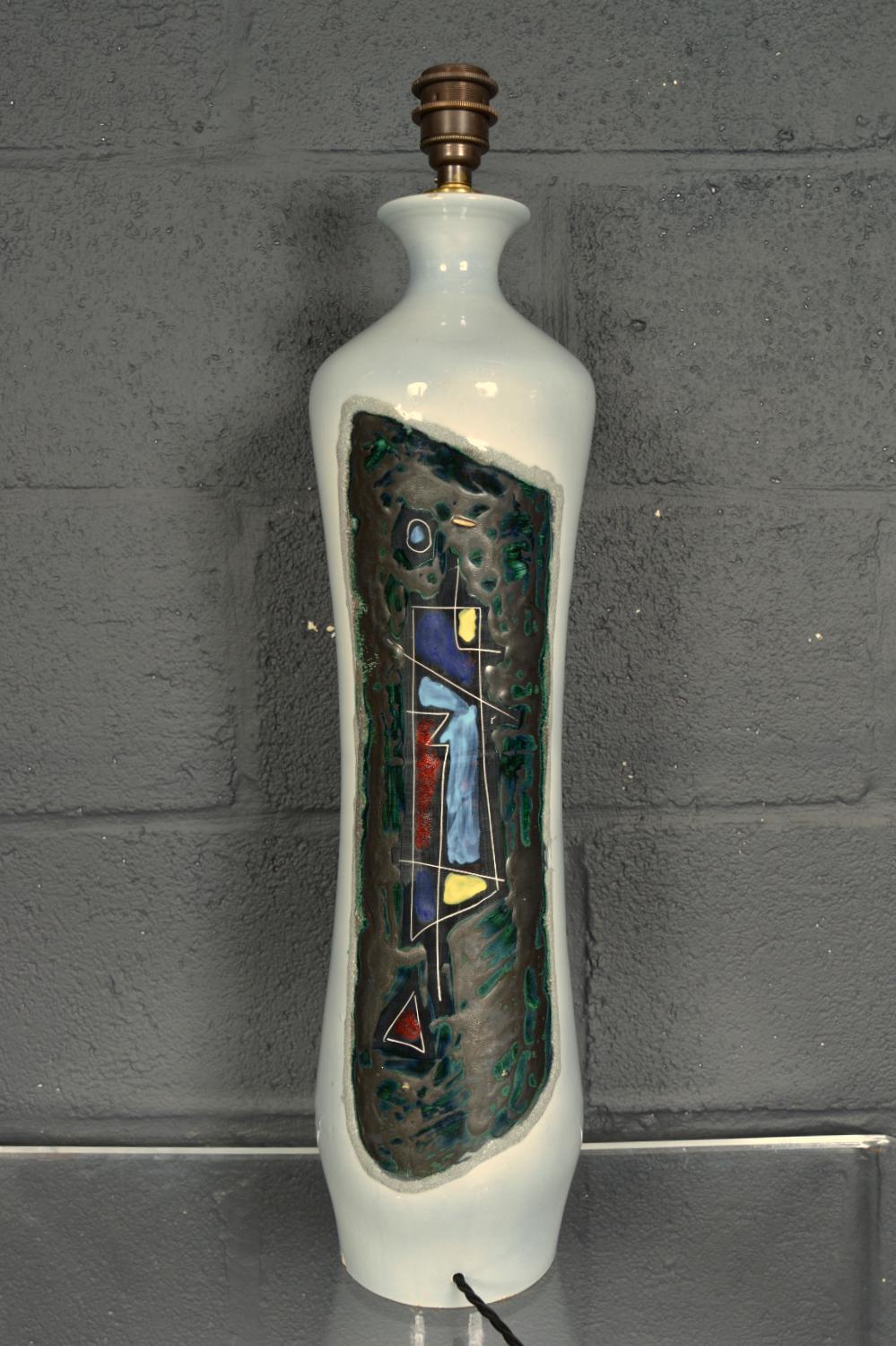 Italienische Sgraffito-Tischlampe aus Keramik, Augusto Giulianelli San Marino, 1960er Jahre (Moderne der Mitte des Jahrhunderts) im Angebot